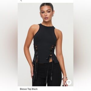 NWT Lioness Black Cut Out Fitted Tank Top - Bisous Top Black